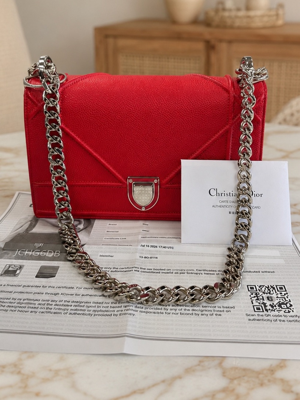 Christian Dior Diorama Small Red Leather Bag Crossbody Shoulder Authentic